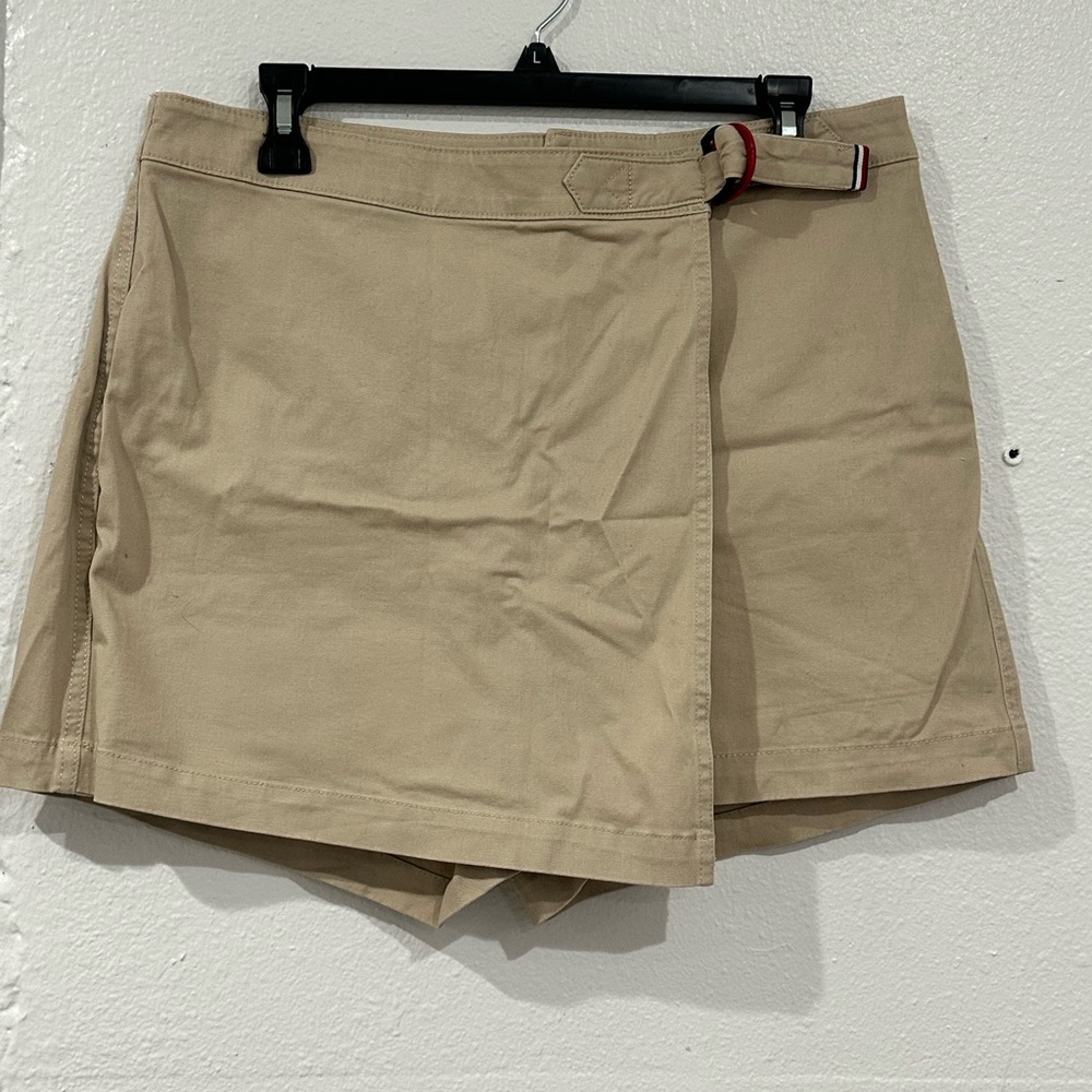 Tommy Hilfiger Tan Skorts with Asymmetrical Wrap Design